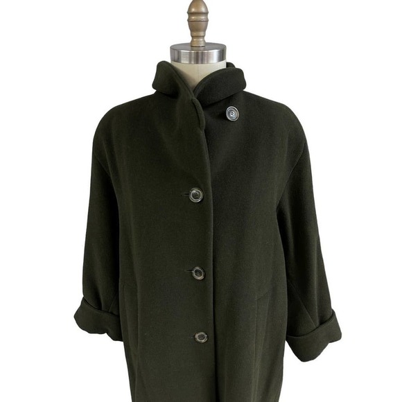 VTG YELL Germany Maxi Sack Coat Green Wool/Angora Womens Sz 38/M/L - Picture 4 of 10